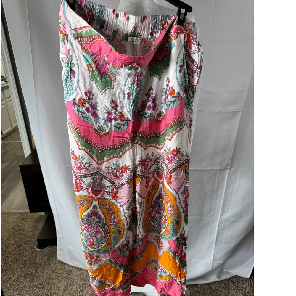 Rachel Zoe XL Pink Multi Printed Wide-Leg Pants